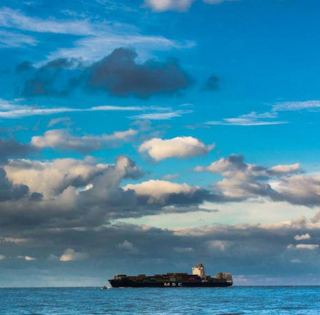 Container ship near the port of Le Havre